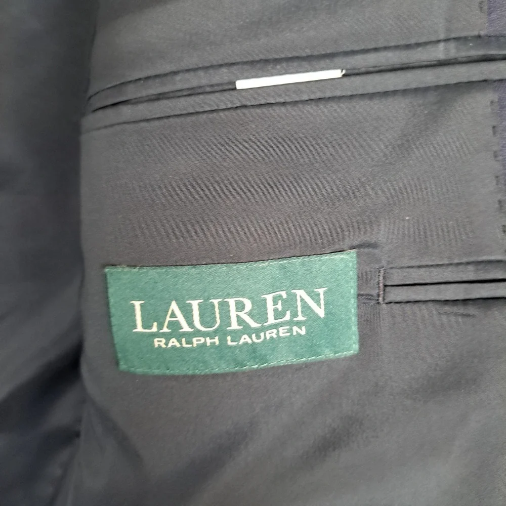 Lauren Ralph Lauren Blazer Mens 44L Navy Wool Gold Button Sport Coat Jacket